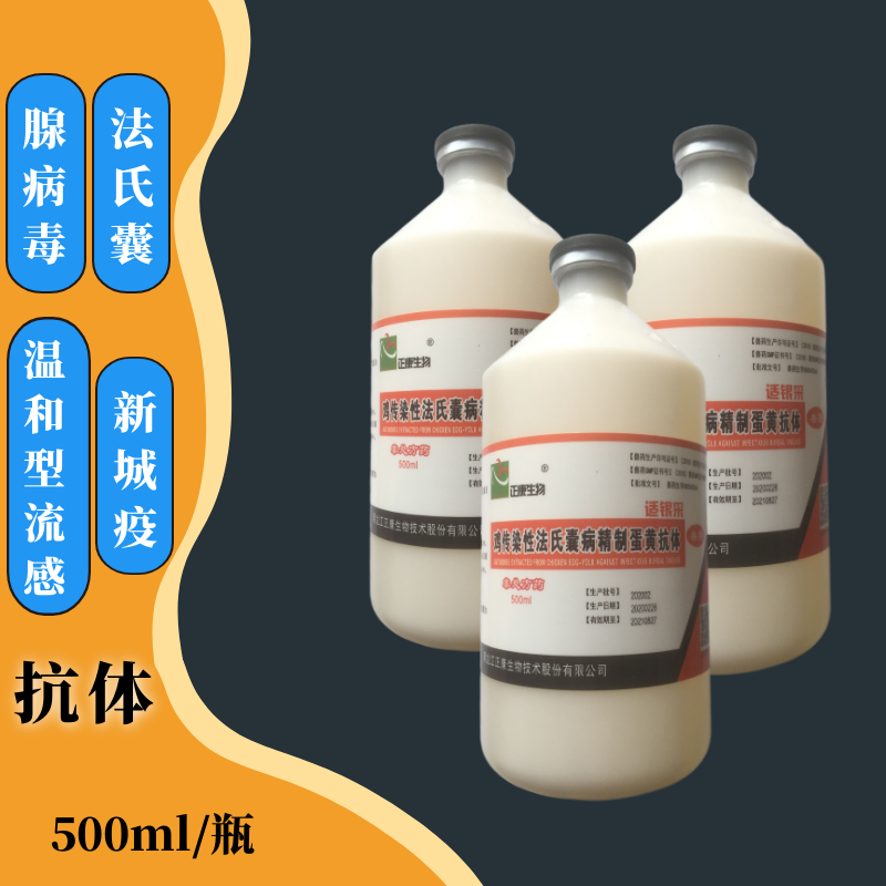 新流法腺抗体 用于安卡拉、法氏囊、新城疫、温和性流感疾病的注射治疗。